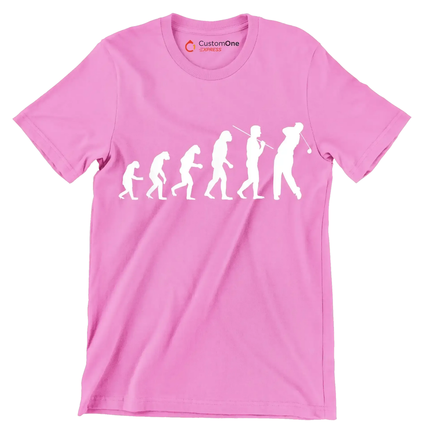 Evolution of the Golfer - Golf Themed T-Shirt-Pink-S-Custom One Express