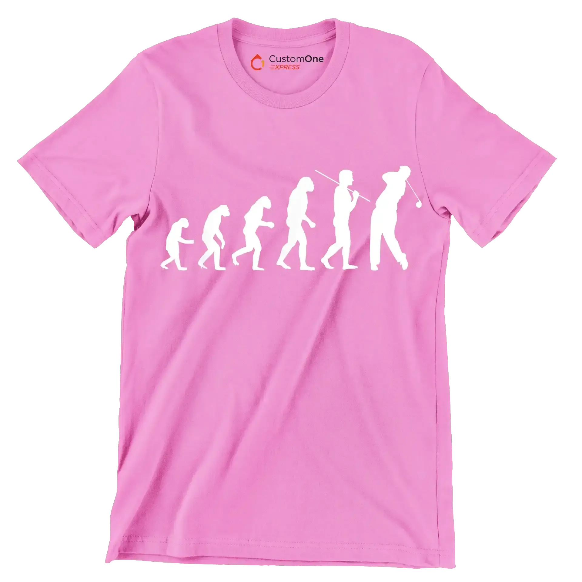 Evolution of the Golfer - Golf Themed T-Shirt-Pink-S-Custom One Express