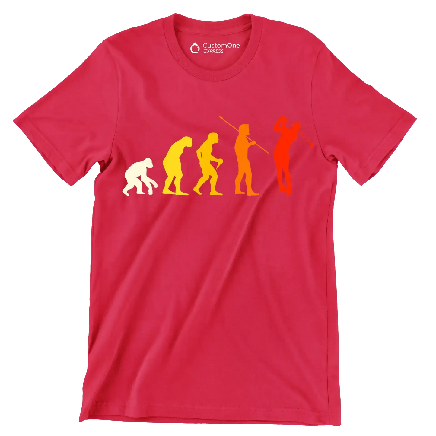 Evolution of the Golfer - Golf Themed T-Shirt-Red-S-Custom One Express