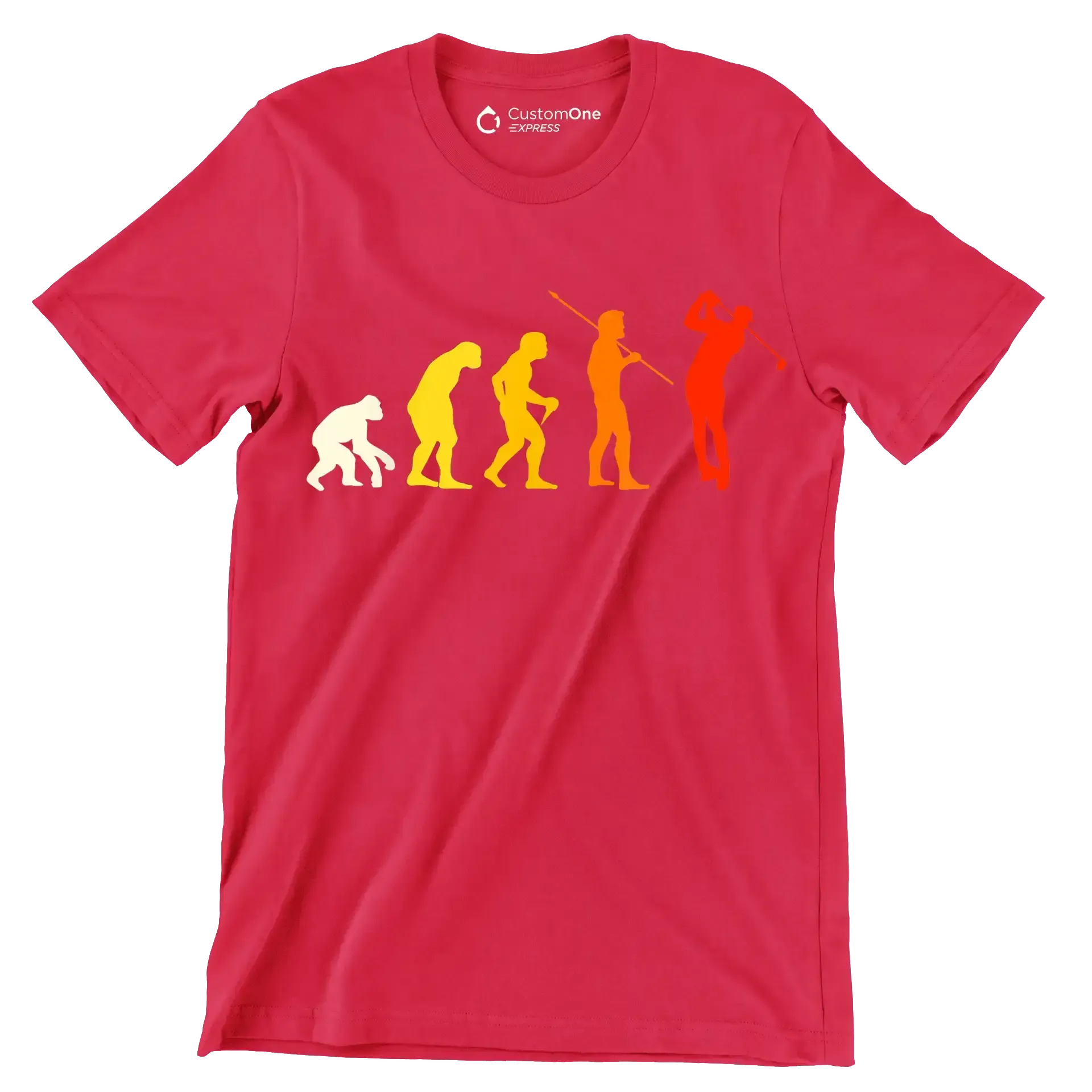 Evolution of the Golfer - Golf Themed T-Shirt-Red-S-Custom One Express