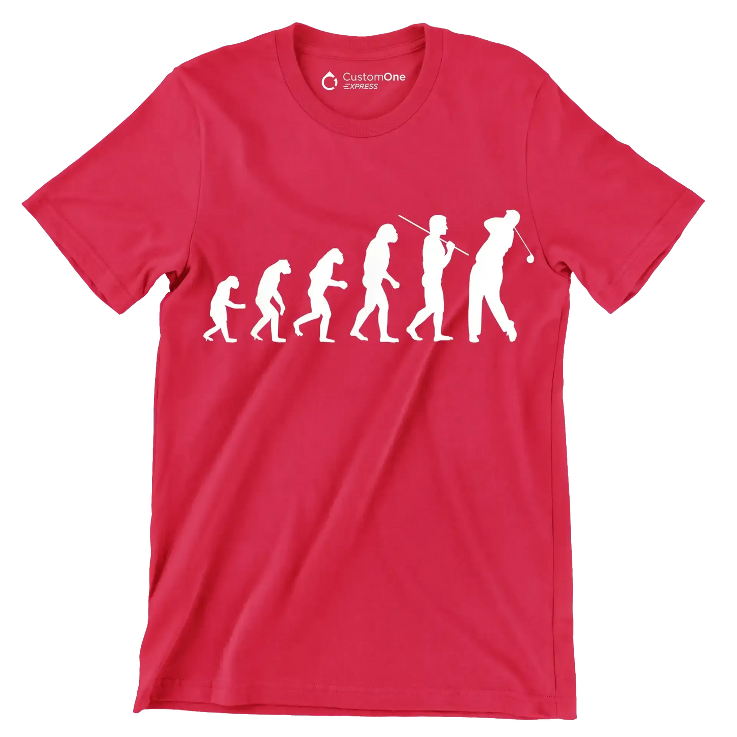 Evolution of the Golfer - Golf Themed T-Shirt-Red-S-Custom One Express