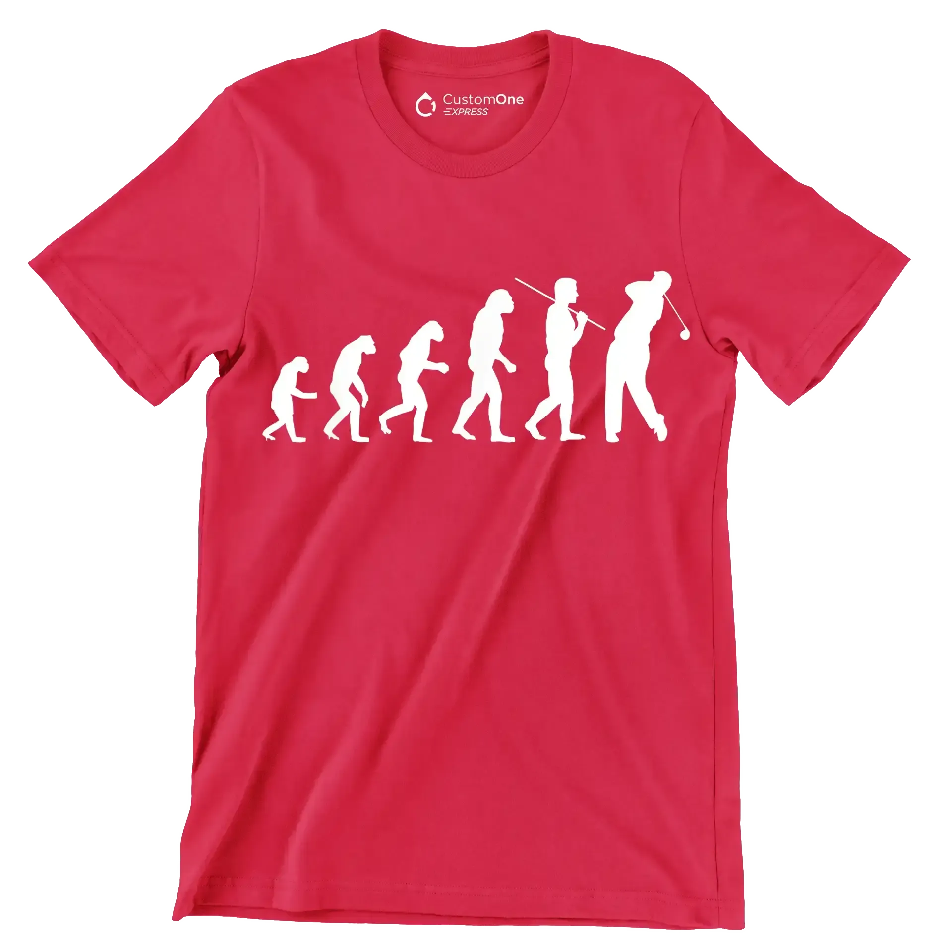 Evolution of the Golfer - Golf Themed T-Shirt-Red-S-Custom One Express