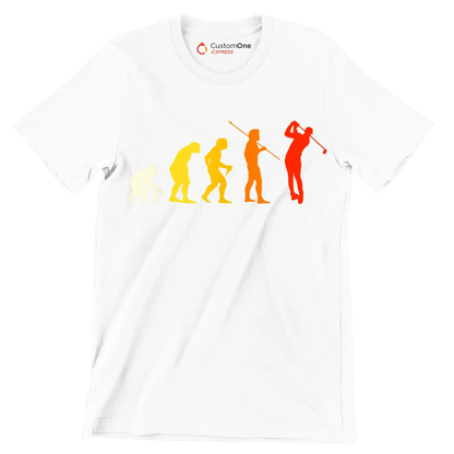 Evolution of the Golfer - Golf Themed T-Shirt-White-S-Custom One Express