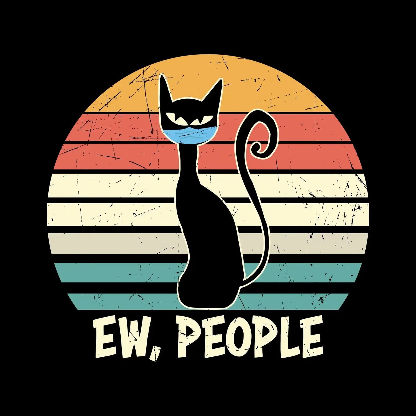 Ew people black cat mask - Cat Themed T-Shirt-Black-S-Custom One Express