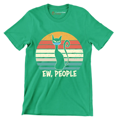 Ew people black cat mask - Cat Themed T-Shirt-Green-S-Custom One Express