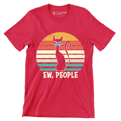 Ew people black cat mask - Cat Themed T-Shirt-Red-S-Custom One Express