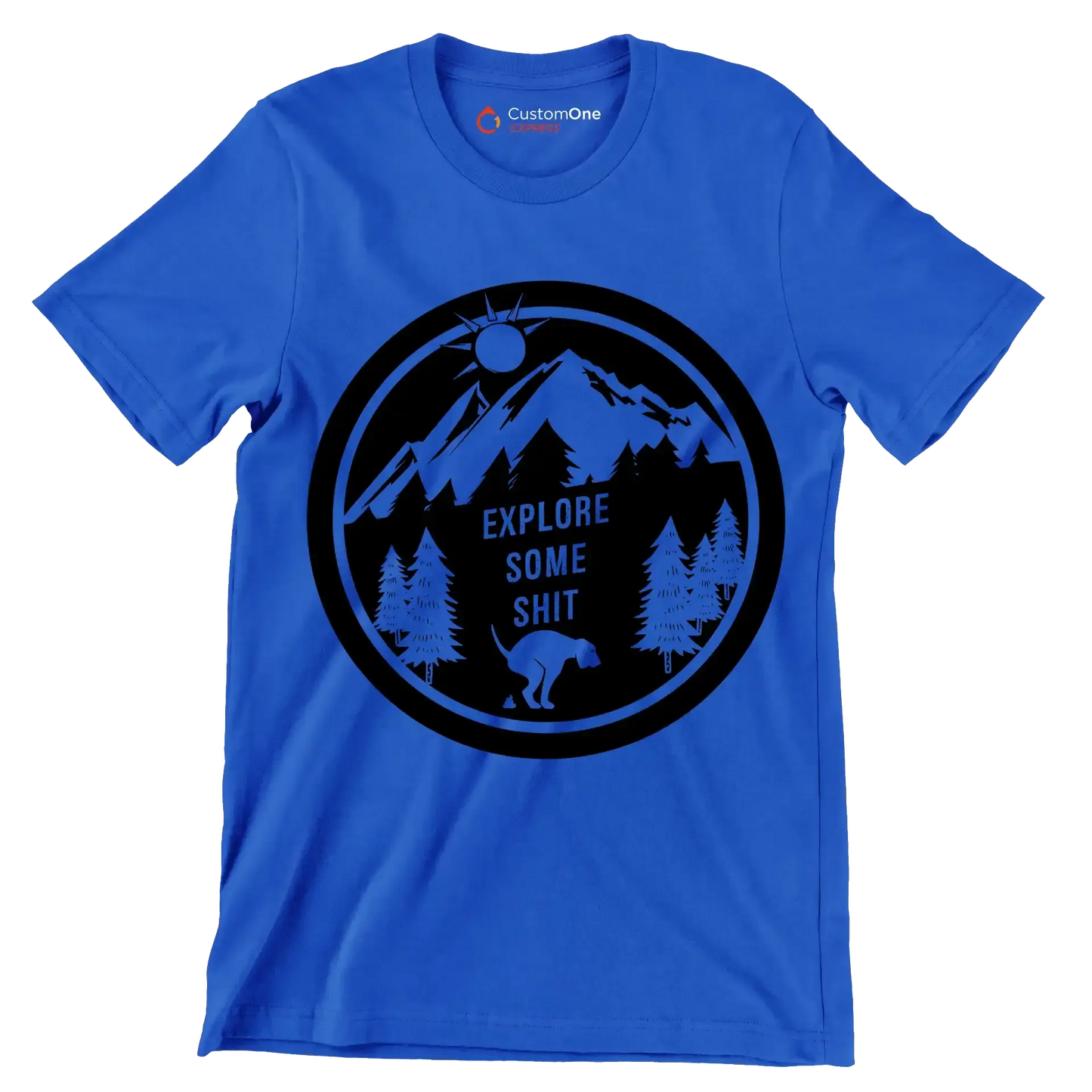 Explore some shit - Dog Themed T-Shirt-Blue-S-Custom One Express