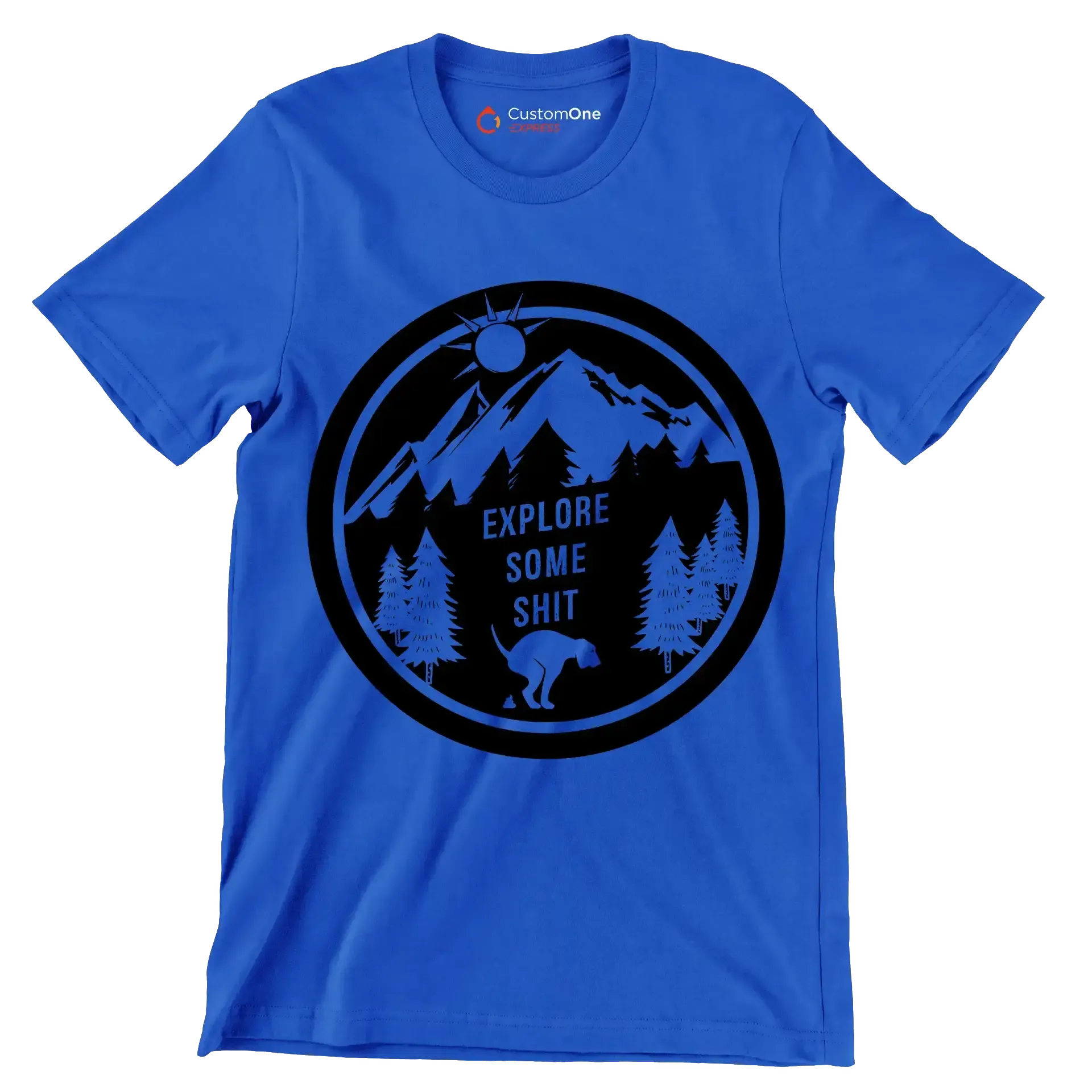 Explore some shit - Dog Themed T-Shirt-Blue-S-Custom One Express