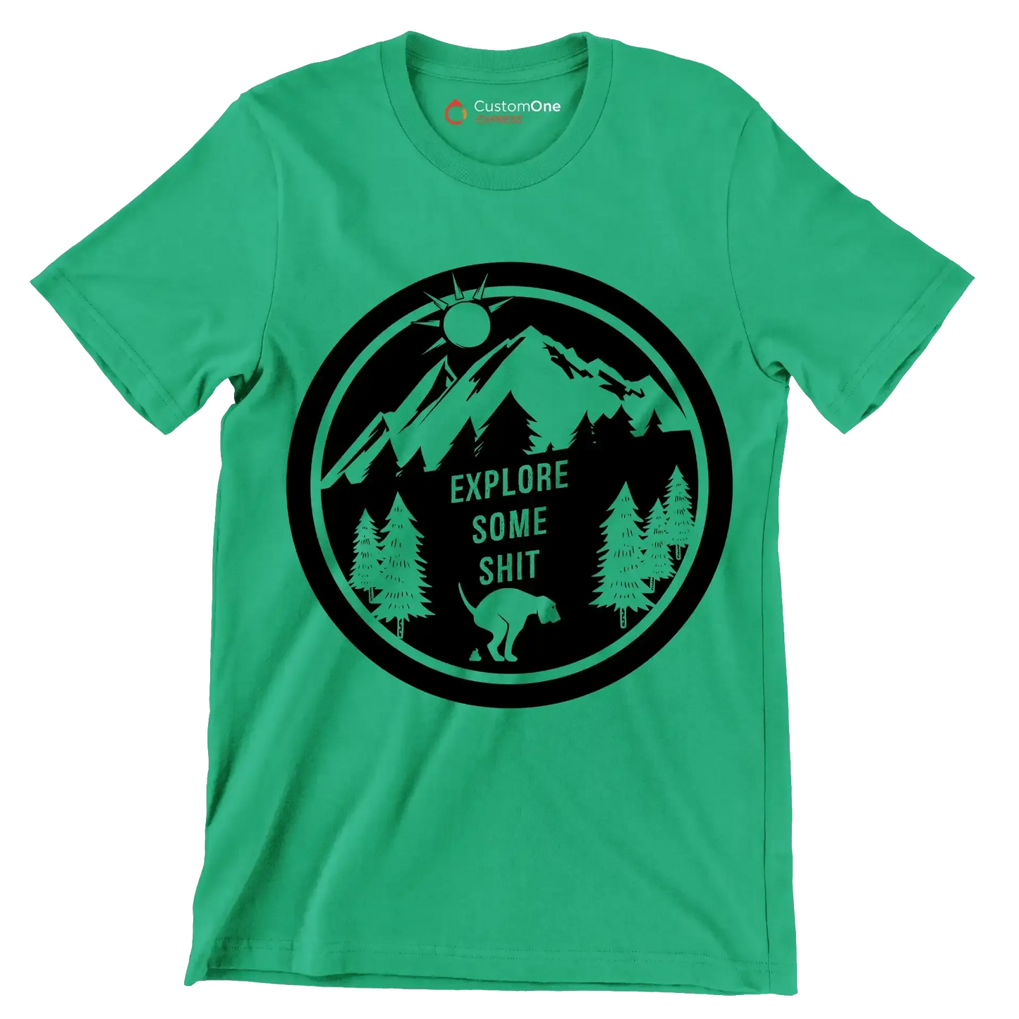 Explore some shit - Dog Themed T-Shirt-Green-S-Custom One Express