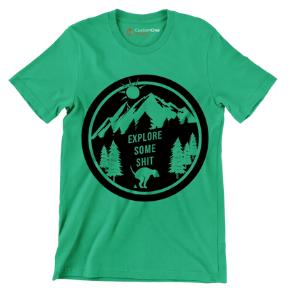 Explore some shit - Dog Themed T-Shirt-Green-S-Custom One Express
