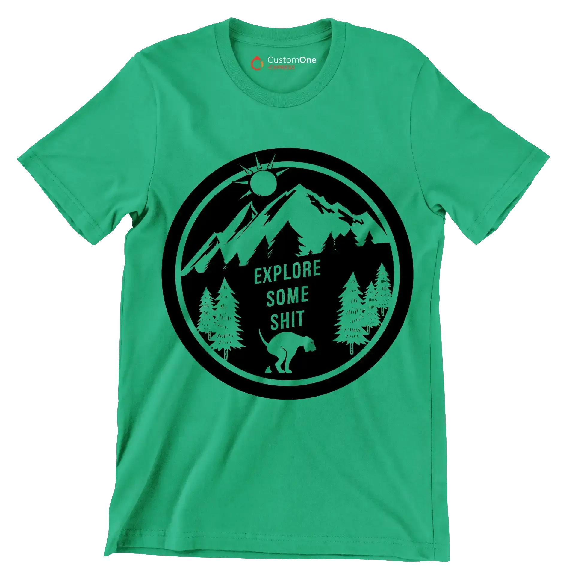 Explore some shit - Dog Themed T-Shirt-Green-S-Custom One Express