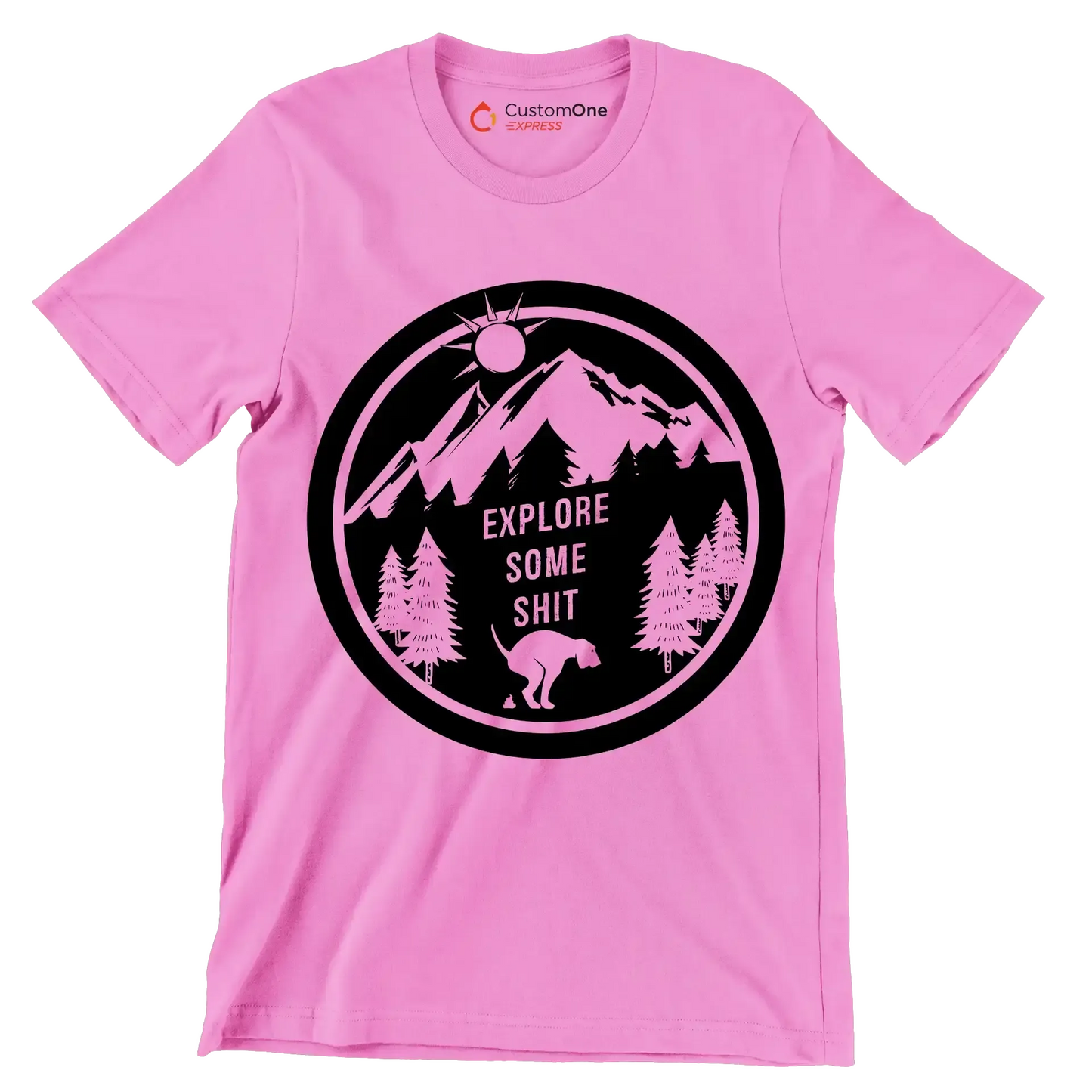 Explore some shit - Dog Themed T-Shirt-Pink-S-Custom One Express