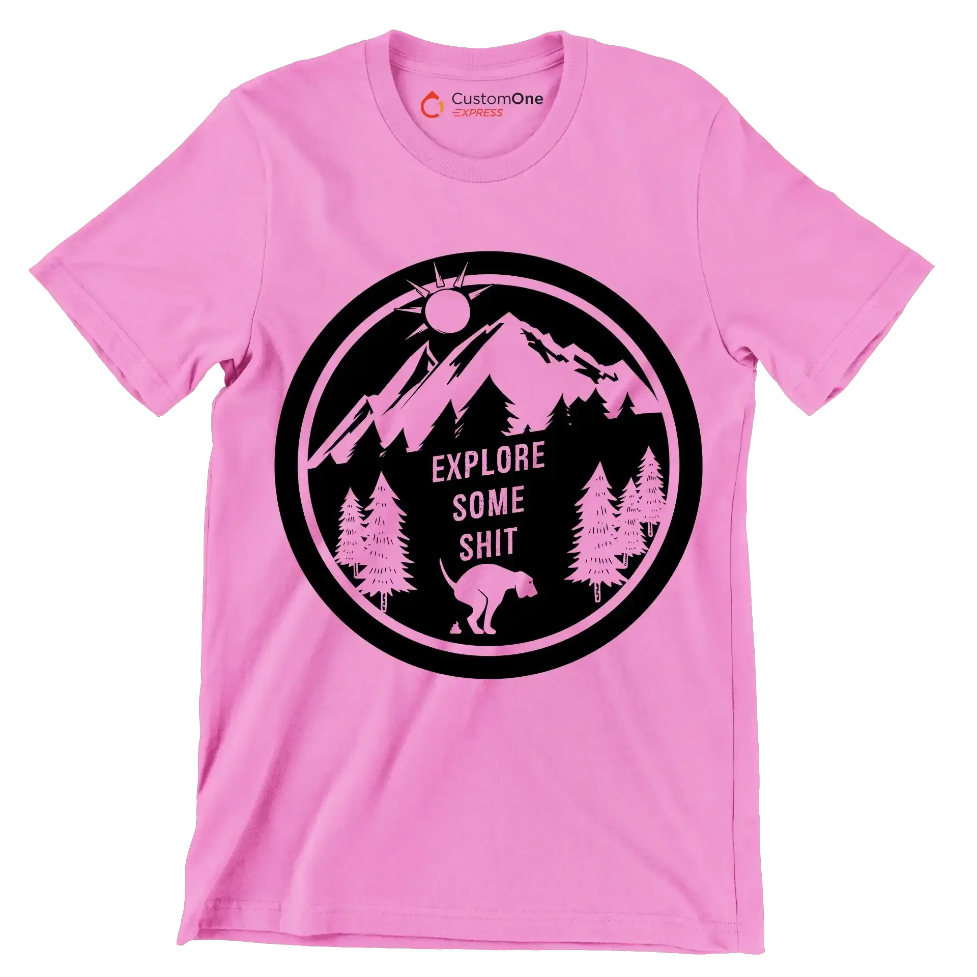 Explore some shit - Dog Themed T-Shirt-Pink-S-Custom One Express
