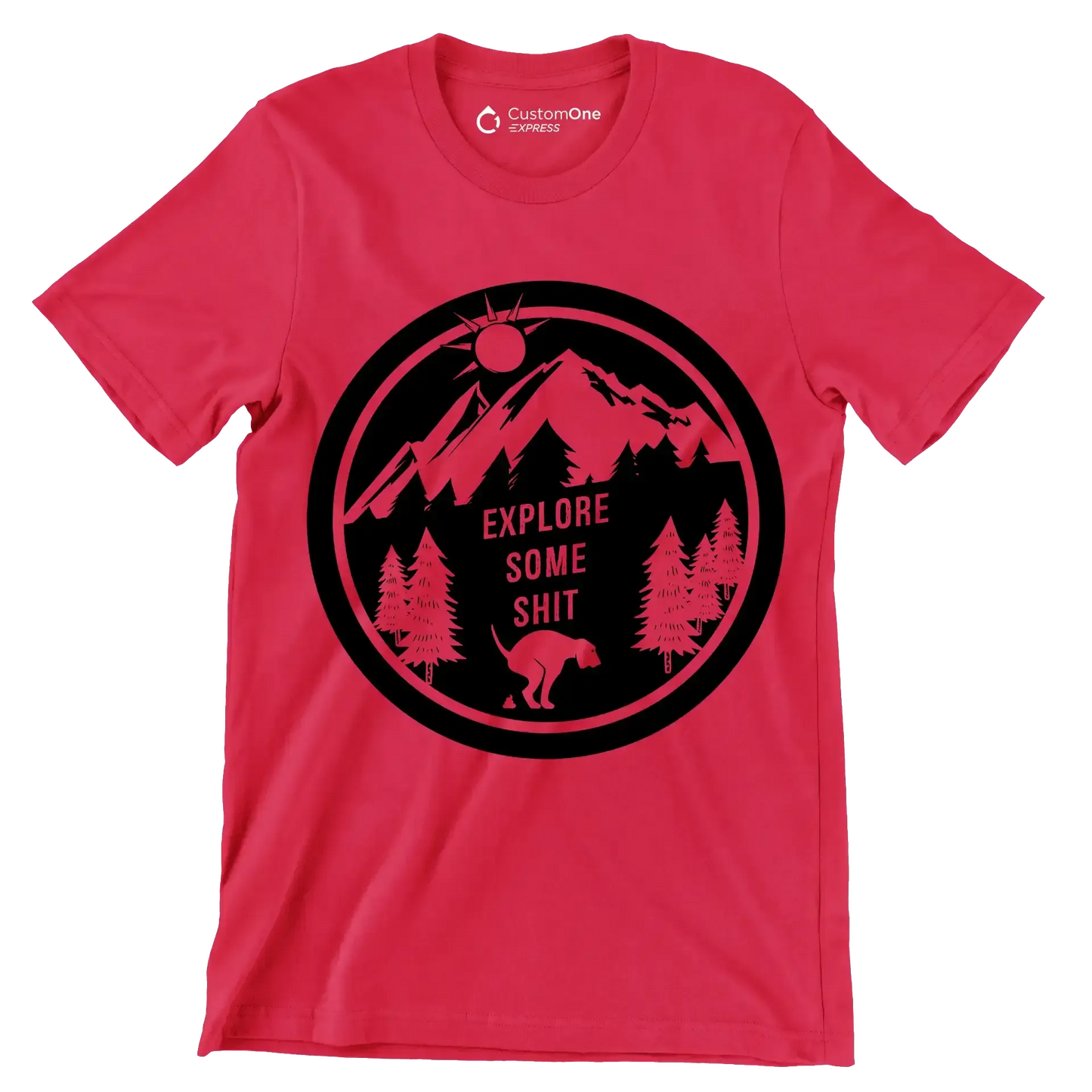 Explore some shit - Dog Themed T-Shirt-Red-S-Custom One Express