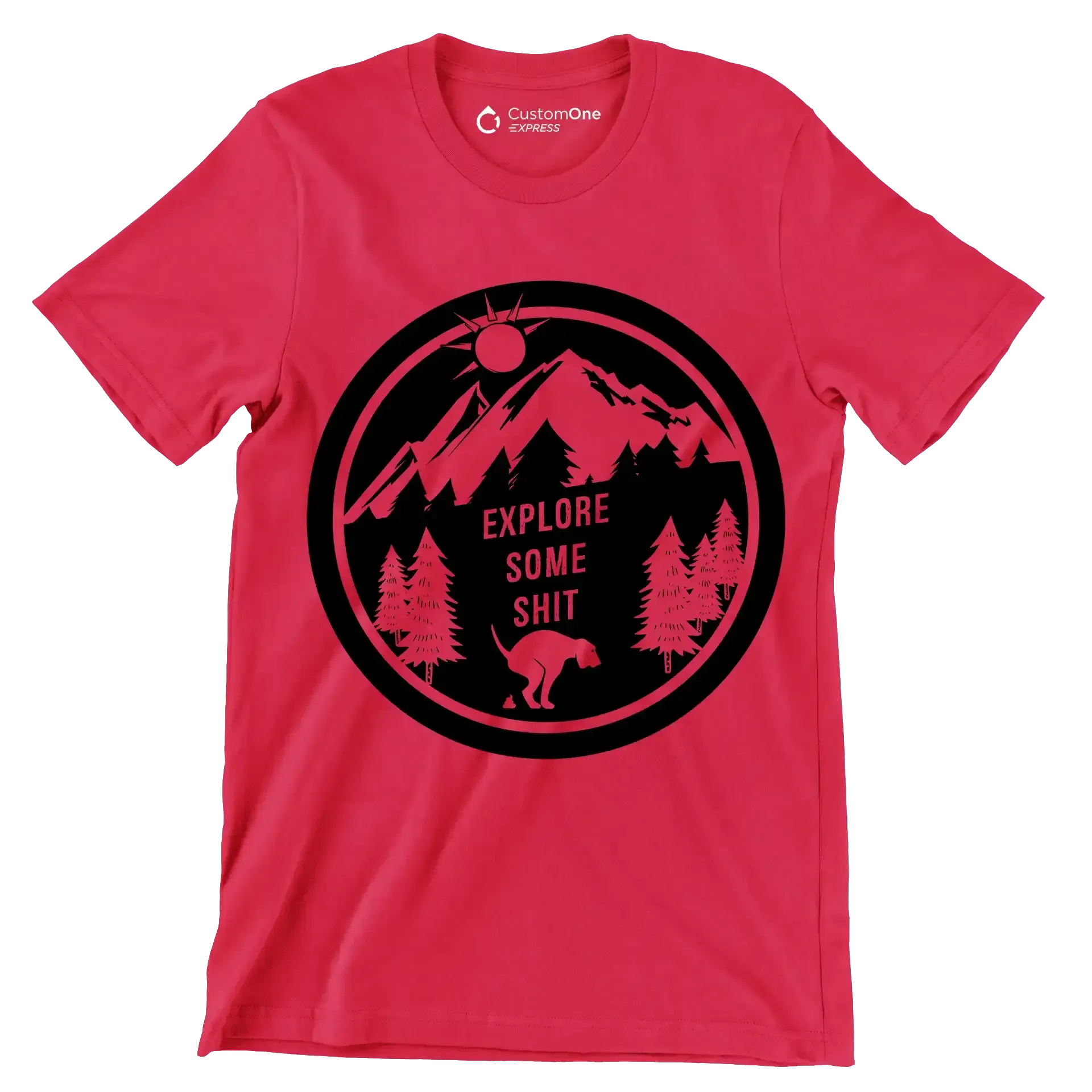 Explore some shit - Dog Themed T-Shirt-Red-S-Custom One Express