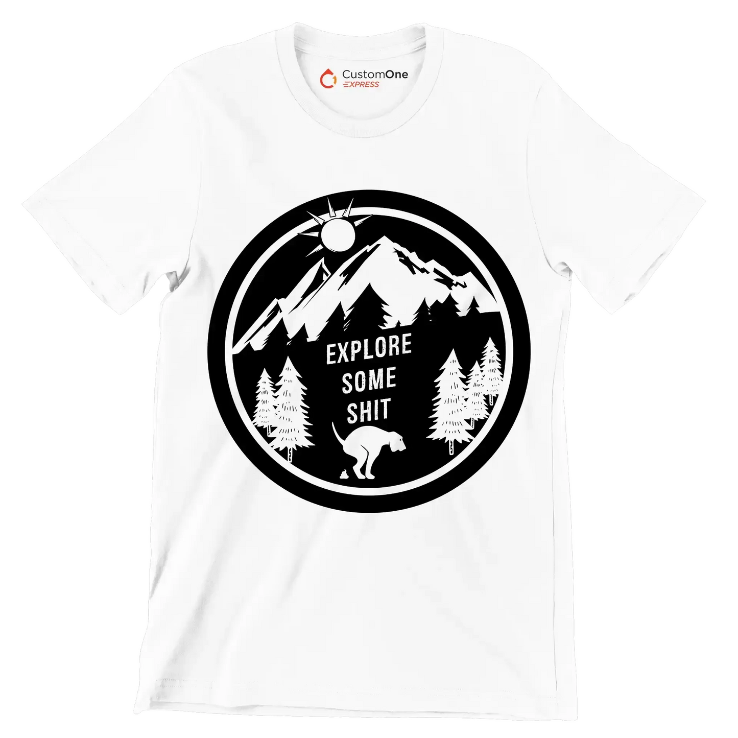 Explore some shit - Dog Themed T-Shirt-White-S-Custom One Express