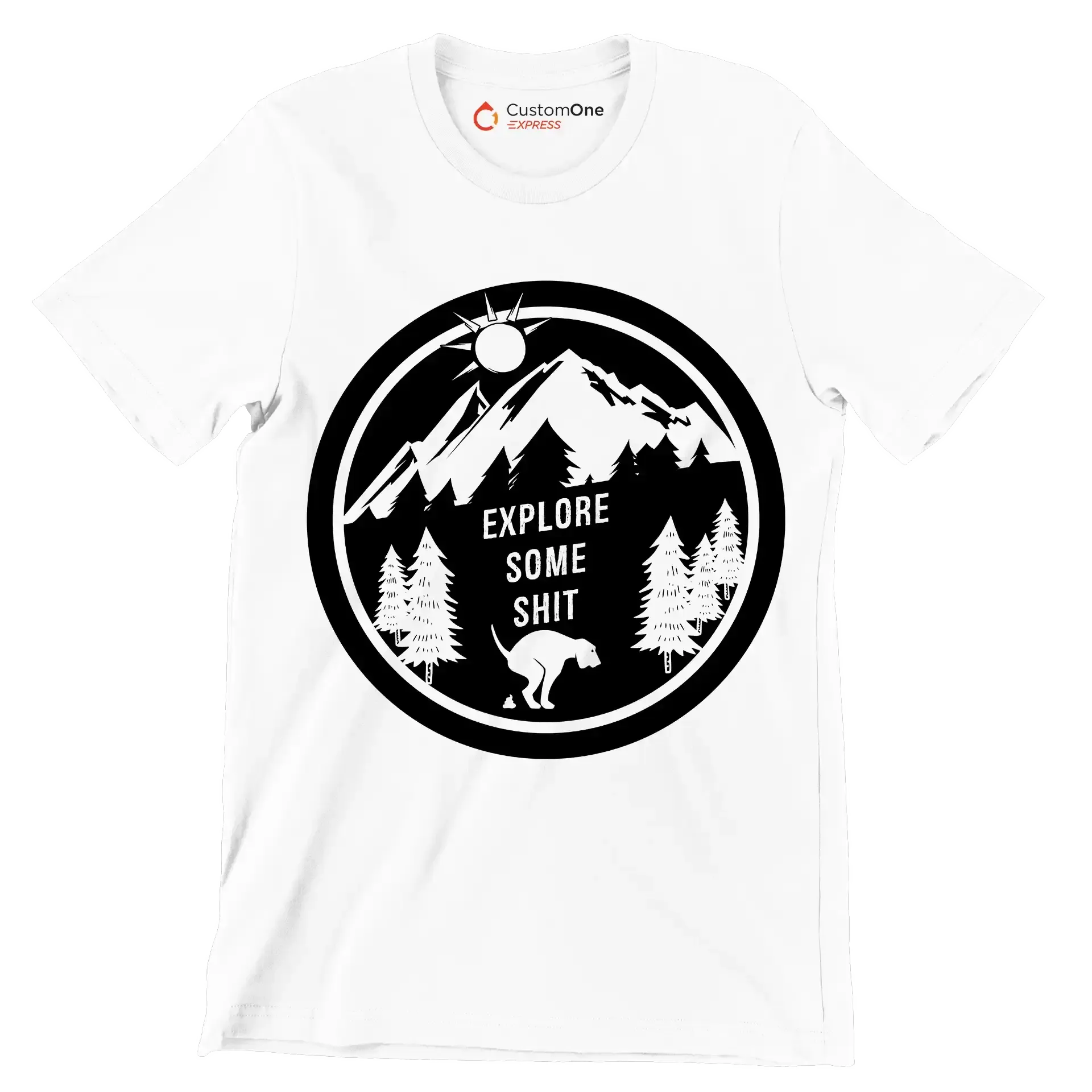 Explore some shit - Dog Themed T-Shirt-White-S-Custom One Express