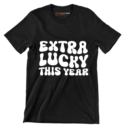 Extra lucky this year - St. Patrick's Day T-Shirt-Black-S-Custom One Express