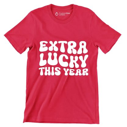 Extra lucky this year - St. Patrick's Day T-Shirt-Red-S-Custom One Express