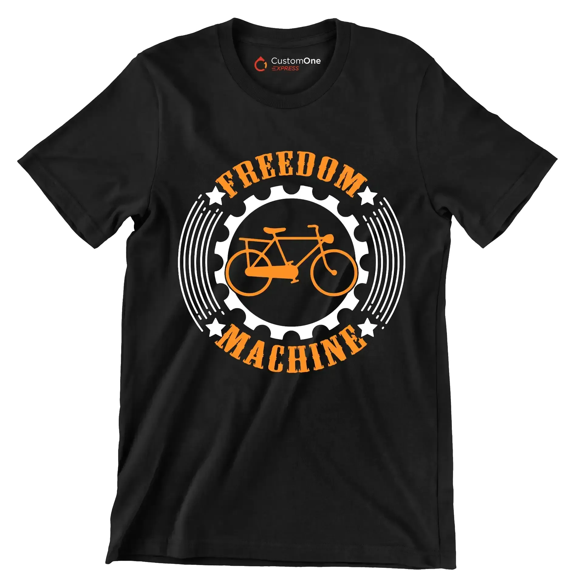 FREEDOM MACHINE - Bicycle Themed T-Shirt-Black-S-Custom One Express