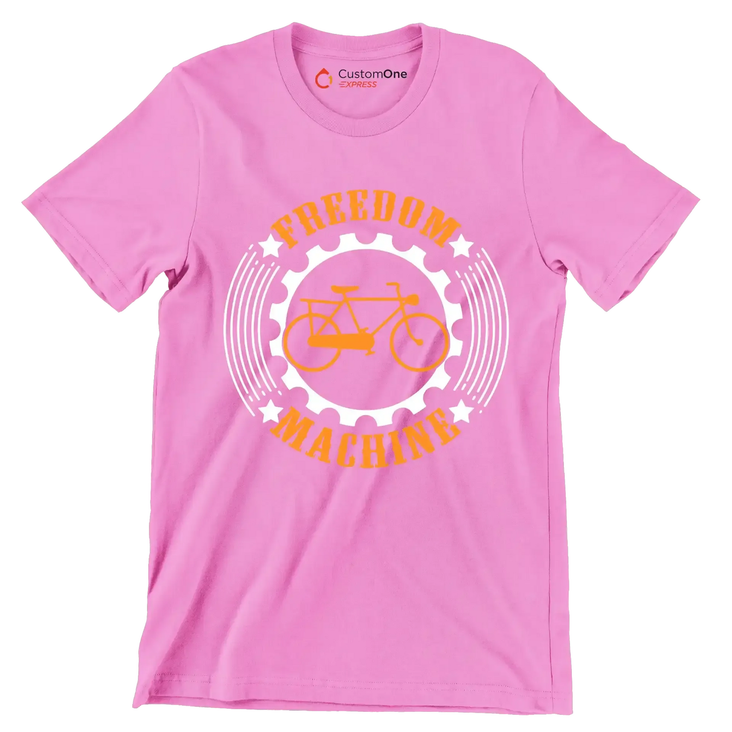 FREEDOM MACHINE - Bicycle Themed T-Shirt-Pink-S-Custom One Express