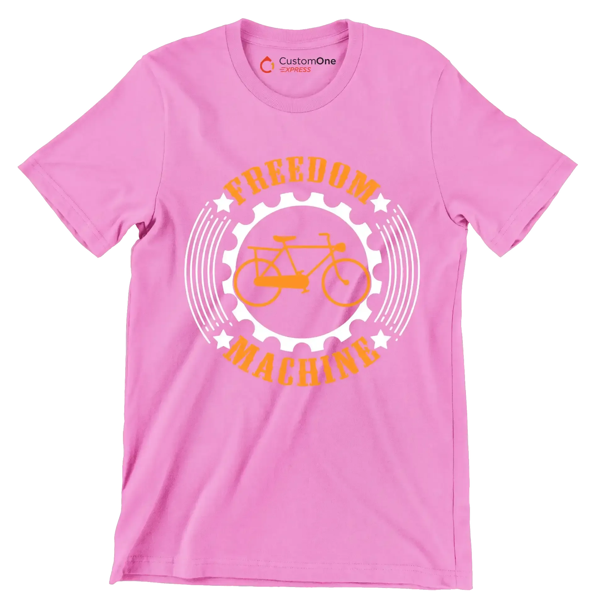 FREEDOM MACHINE - Bicycle Themed T-Shirt-Pink-S-Custom One Express
