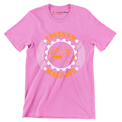 FREEDOM MACHINE - Bicycle Themed T-Shirt-Pink-S-Custom One Express