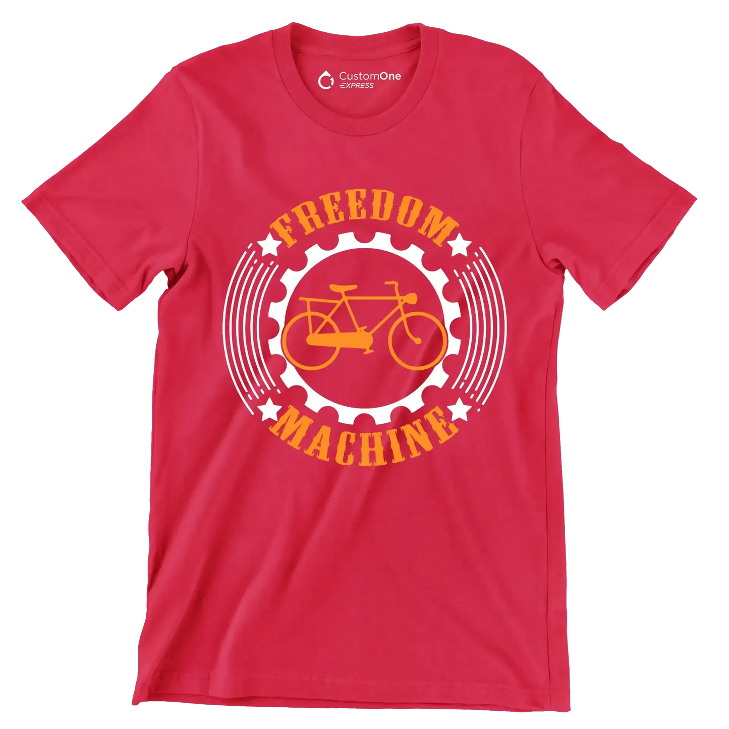 FREEDOM MACHINE - Bicycle Themed T-Shirt-Red-S-Custom One Express