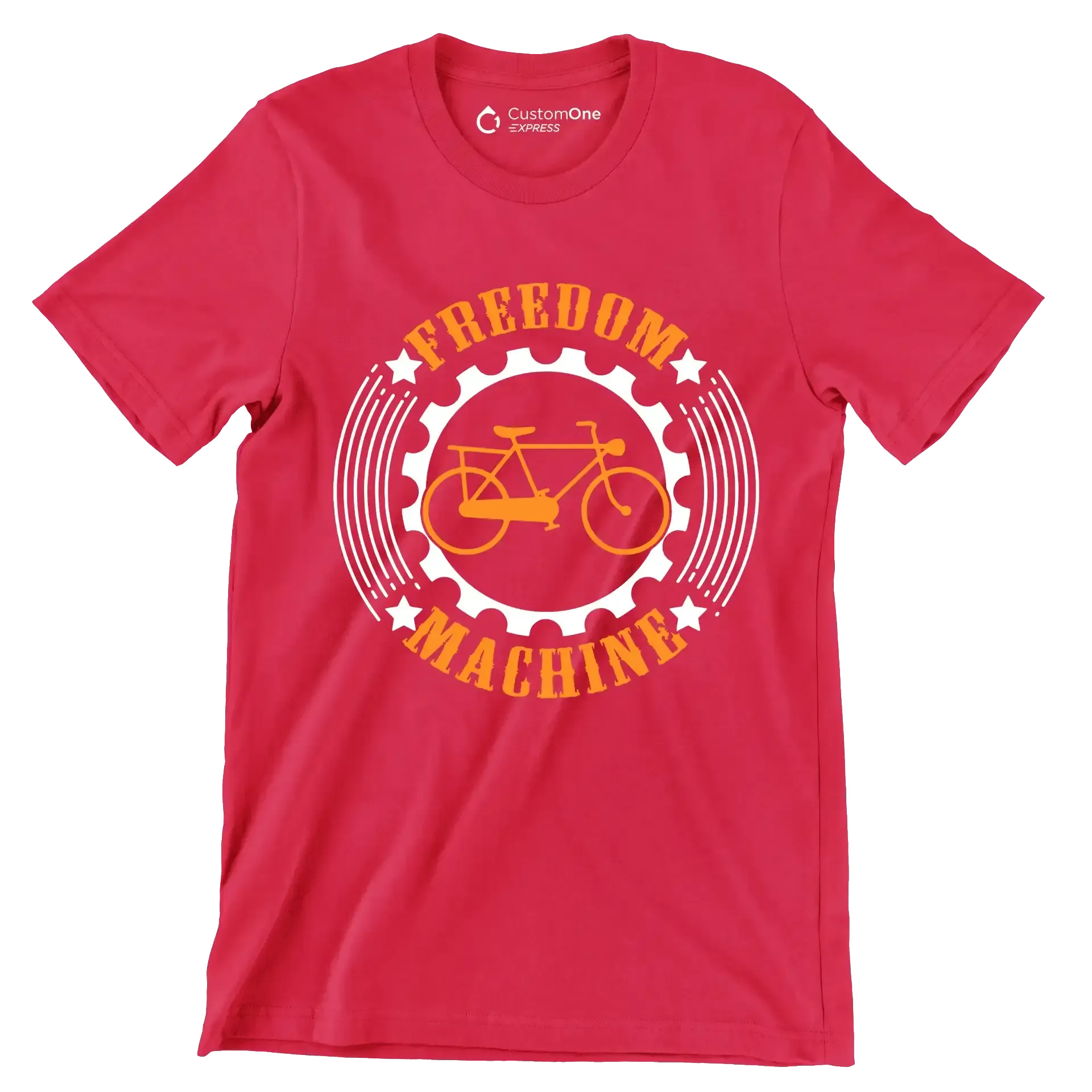 FREEDOM MACHINE - Bicycle Themed T-Shirt-Red-S-Custom One Express