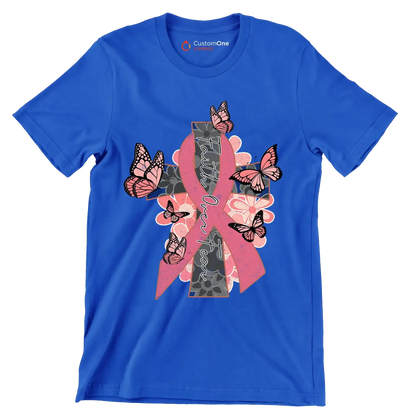 Faigth Over Fear - Breast Cancer Awareness T-Shirt-Blue-S-Custom One Express