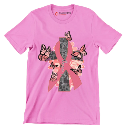 Faigth Over Fear - Breast Cancer Awareness T-Shirt-Pink-S-Custom One Express
