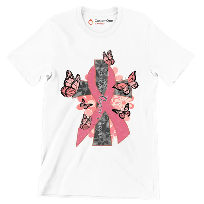 Faigth Over Fear - Breast Cancer Awareness T-Shirt-White-S-Custom One Express