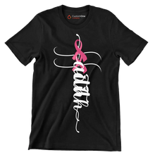Faith - Breast Cancer Awareness T-Shirt-Black-S-Custom One Express