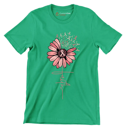 Faith - Breast Cancer Awareness T-Shirt-Green-S-Custom One Express