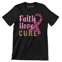 Faith Hope Cure - Breast Cancer Awareness T-Shirt-Black-S-Custom One Express