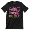 Faith Hope Cure - Breast Cancer Awareness T-Shirt-Black-S-Custom One Express