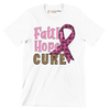 Faith Hope Cure - Breast Cancer Awareness T-Shirt-White-S-Custom One Express