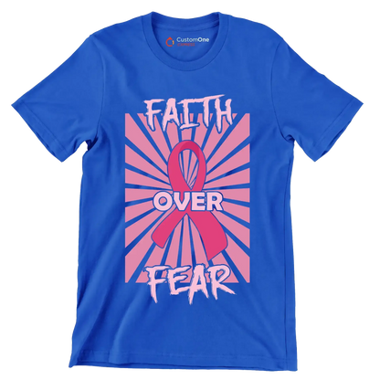 Fath Over Fear - Breast Cancer Awareness T-Shirt-Blue-S-Custom One Express