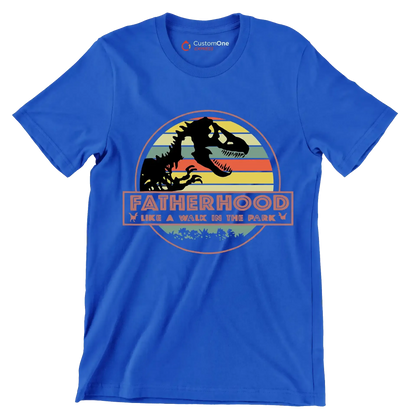 Fatherhood like a walk in the park - Father’s Day T-Shirt-Blue-S-Custom One Express