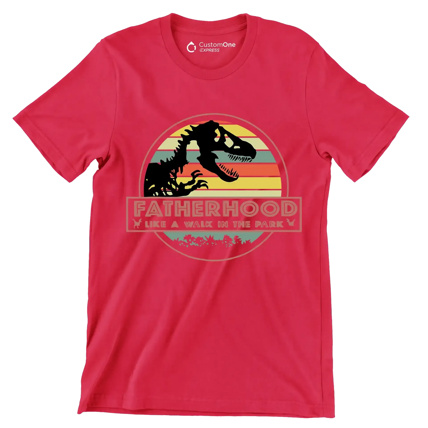 Fatherhood like a walk in the park - Father’s Day T-Shirt-Red-S-Custom One Express