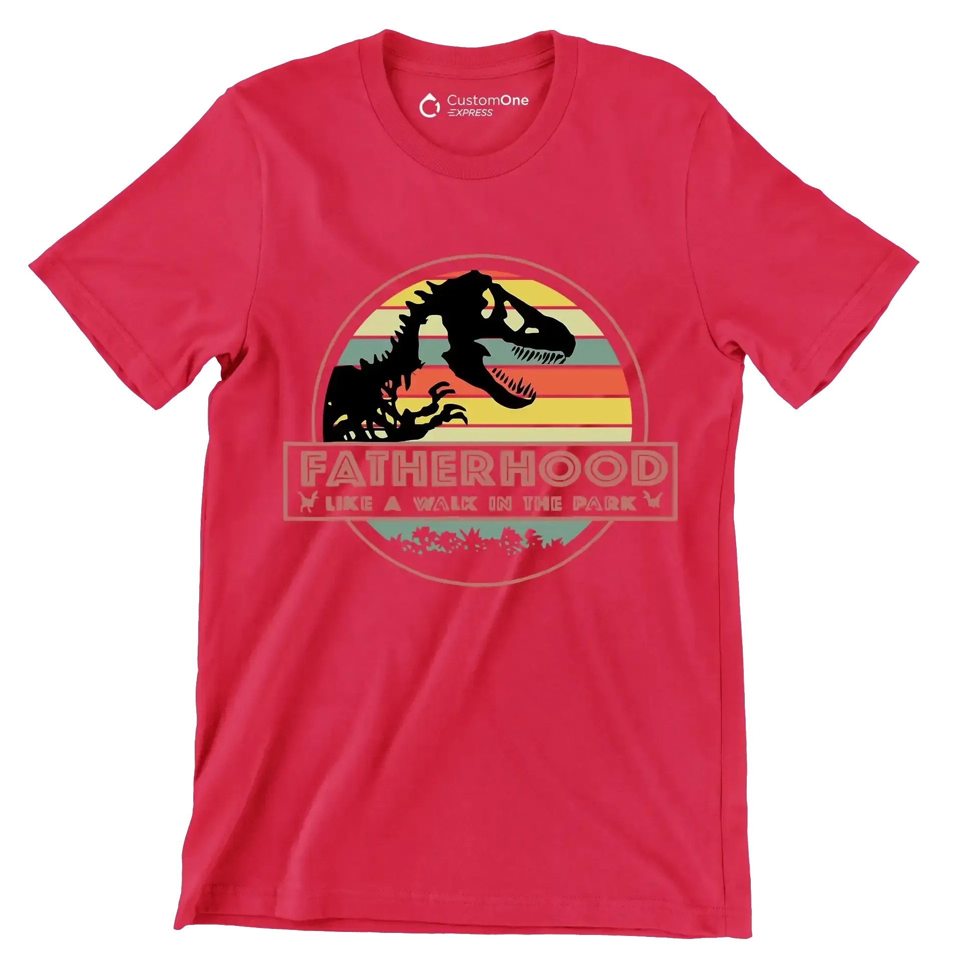 Fatherhood like a walk in the park - Father’s Day T-Shirt-Red-S-Custom One Express