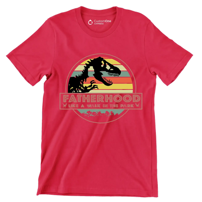 Fatherhood like a walk in the park - Father’s Day T-Shirt-Red-S-Custom One Express