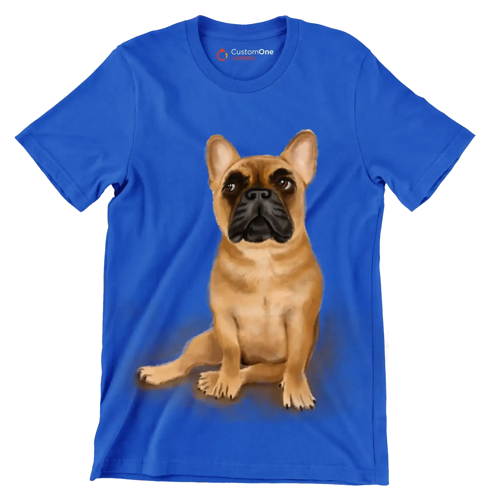 Fawn_French_Bulldog - Dog Themed T-Shirt-Blue-S-Custom One Express
