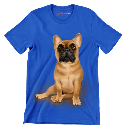 Fawn_French_Bulldog - Dog Themed T-Shirt-Blue-S-Custom One Express