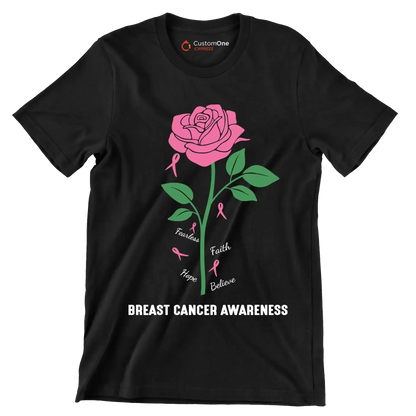 Fearless Faith Hope Believe Breast Cancer Awareness - Breast Cancer Awareness T-Shirt-Black-S-Custom One Express