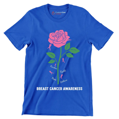 Fearless Faith Hope Believe Breast Cancer Awareness - Breast Cancer Awareness T-Shirt-Blue-S-Custom One Express