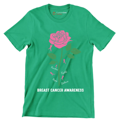 Fearless Faith Hope Believe Breast Cancer Awareness - Breast Cancer Awareness T-Shirt-Green-S-Custom One Express