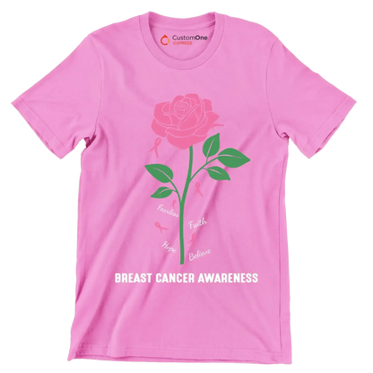 Fearless Faith Hope Believe Breast Cancer Awareness - Breast Cancer Awareness T-Shirt-Pink-S-Custom One Express