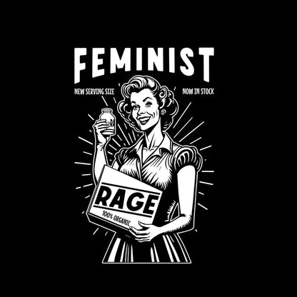 Feminist new serving size now in stock 100% organic rage - Retro Themed T-Shirt-Black-S-Custom One Express