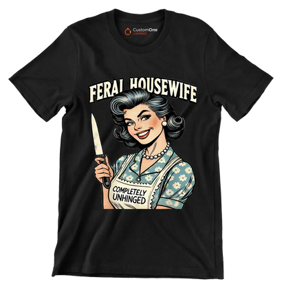 Feral housewife - Retro Themed T-Shirt-Black-S-Custom One Express